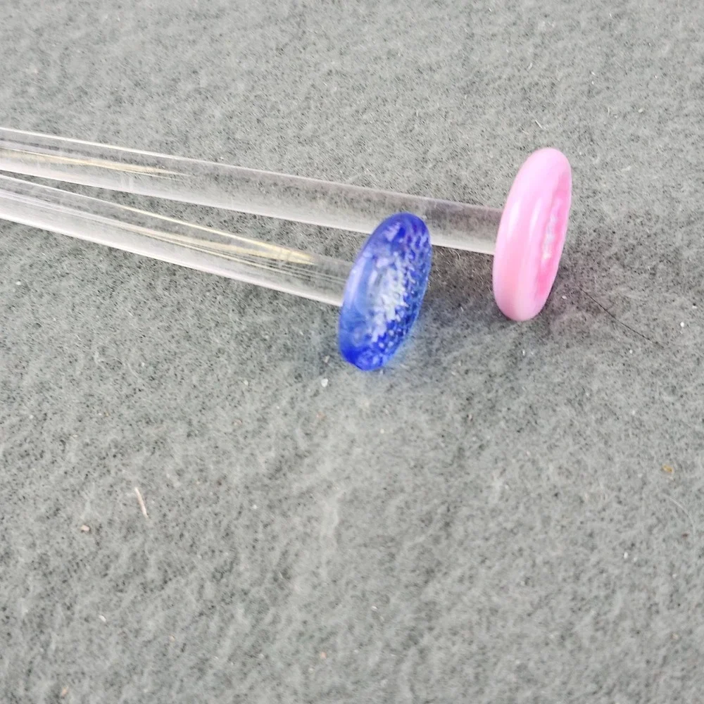 2 Vintage Clear Pink Blue Glass Cocktail‎ Muddlers 5